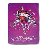 Zoom Produkt-Bild: Ed Hardy 10332300 Fleecedecke Love Kills Slowly 150 x 200 cm, 100% Polyester