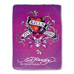 Ed Hardy 10332300 Fleecedecke Love Kills Slowly 150 x 200 cm, 100% Polyester