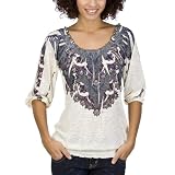 Xhilaration��� Juniors 3/4 Sleeve Sublimation Peasant Top - Sea Shell XS