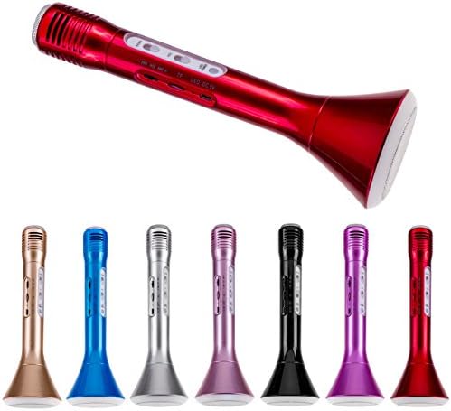 Portable Karaoke Microphone, Handheld Wireless Bluetooth Speakers for Singing and Recording with LEDs Light for Smartphone iPhone, Android (Gold)