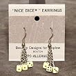 3 dice, 5mm Dice Dangler Earrings, Ivory w/Black