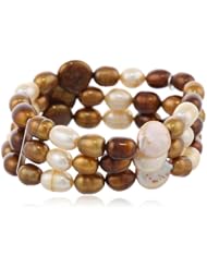 Sterling Silver 3-Row Freshwater Cultured Pearl Bracelet, 7.5"