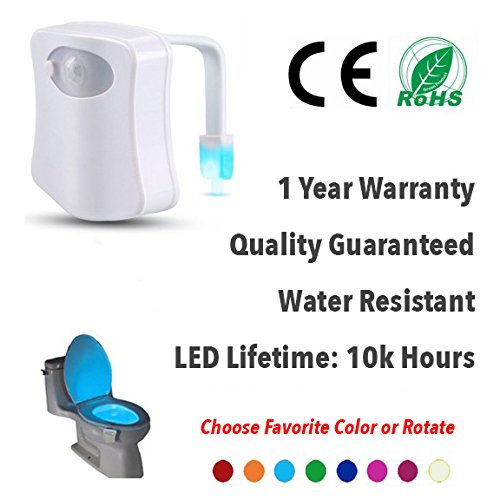 New Toilet Light Night- LED Nightlight With Motion Activated Sensor for Toilet Bowl Glow-8 Colors (16 Color Light Also Available)