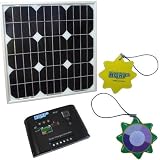 HQRP KIT (20 Watt Solar Panel 20W Power 12V Monocrystalline 12 Volt, Solar 10A Charge Power Controller / Regulator 12V / 24V 10 Amp) + HQRP UV Chain / UV Radiation Health Tester