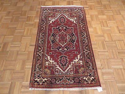 3 x 5 HAND KNOTTED RUST RED/BLACK SERAPI HERIZ ORIENTAL RUG