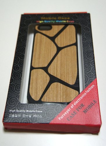 【39s】 iPhone5用高品質Woodシリーズ PCケース ブラック＆ライトブラウン