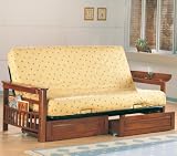 Casual Futon Frame w/Flip Up Arms/Magazine Racks and Storage Drawers by Coaster