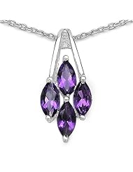1.00 Carat Genuine Amethyst Sterling Silver Pendant Necklace. 18"
