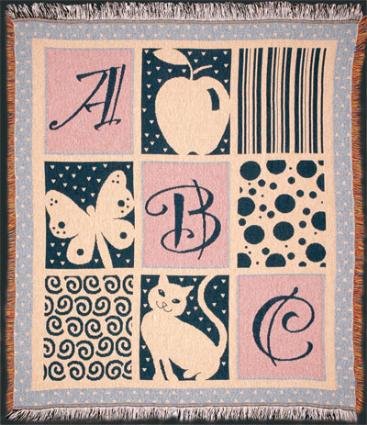 A-B-C Apple Butterfly Cat Children's Afghan Throw Blanket 50