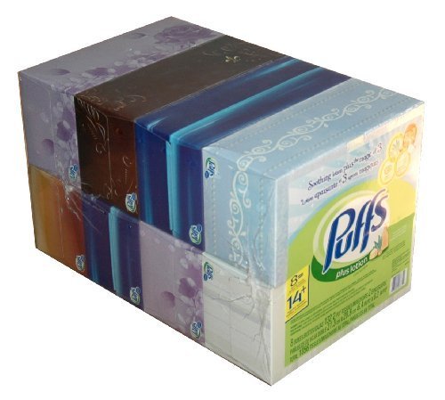 Puffs Plus Lotion White Facial Tissue - 8 Family Boxes (124 2-ply tissues per box)