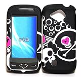 Black with White Skater Punk Skull Art Samsung U820 Reality Snap on Cell Phone Case