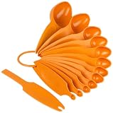 Pourfect 12-Piece Plus Leveler Measuring Spoon Set, Tangerine