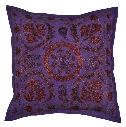 Imagen 2 de Algodón hecho a mano indio pesado el trabajo de bordado Cojín cover set tamaño 16 X 16 pulgadas Juego de 5 piezas