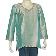 Women's Green Tunic Top Kurti Clothes in India Embroidery Size S