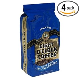 Eight OClock Coffee, 50% Decaf, Whole Bean, 12 Ounce Bags (Pack of 4) Eight O'Clock Coffee, 50% Decaf, Whole Bean, 12-Ounce Bags (Pack of 4)