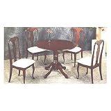 5pc Set Cherry Finsh Veneer Top Table w/4 Fabric Chair