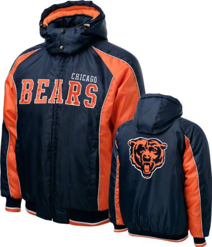 NFL Men's Chicago Bears Heavy Polyfill Oxford Jacket With Artic Lining (Blue, Large)