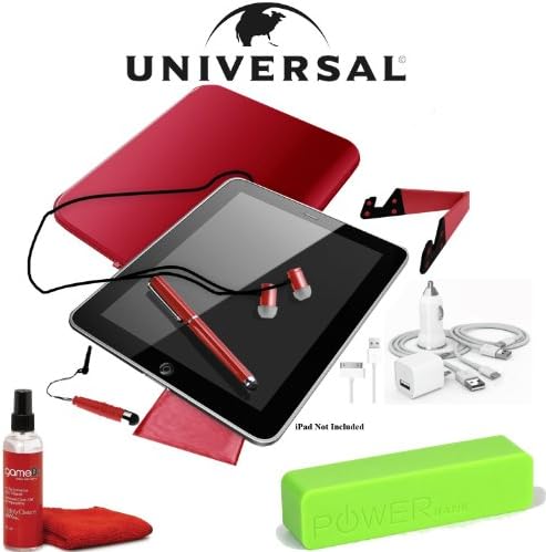 Universal 13-Piece Deluxe Universal Tablet Set for , Samsung Galaxy Tab, Note, Apple iPad Air, Mini, Amazon Kindle, Fire, HDX, Paperwhite, Google Nexus, Chromo Inc, Dell Venue, Lenovo, Dragon Touch, Matricom, Blackberry Playbook, Asus, Kurio Kids, VTech, XO, LeapFrog, Nabi, Nook HD+, Glowlight and Fits 7 to 10-Inch Netbook/Laptops (Red)