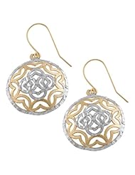 14 Karat two-tone Gold Filigree Domed Disc Dangle Earrings