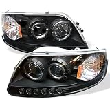 97-02 Ford F-150 1Pc Projector Head Lights (Amber) - Black by Ford