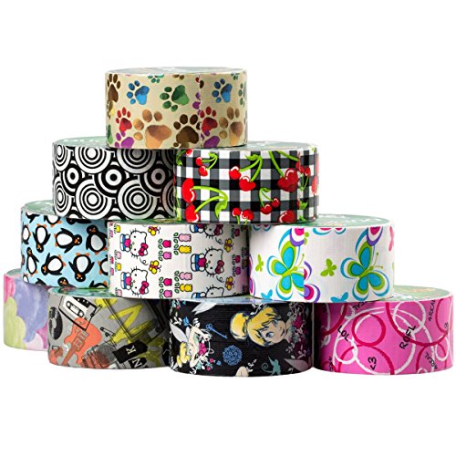 10 Rolls Printed Duck Brand Duct Tape Bulk Lot Patterns Arts Craft Decorative DIY 60yds Punk Penguin