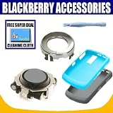 Grey (Smoke) BlackBerry Trackball + Baby Blue and Grey BlackBerry Skins for BlackBerry Curve 8300, 8310, 8320 and 8330 Devices plus Opening Tool with Exclusive FREE Complimentary Super Deal Micro Fiber Cleaning Cloth