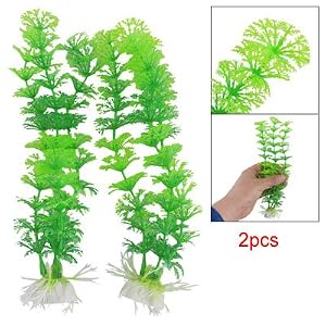 Green Fish Tank Aquarium Plastic 8.7\” Plants Grass Decor 2Pcs