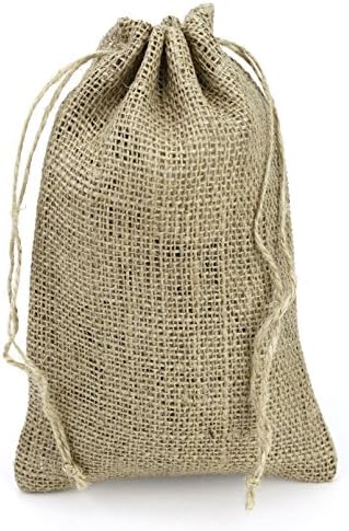 Alpenglow Supply Co. Burlap Bags with Natural Jute Drawstring - 12 5.5" x 9" Large Natural Pouches - for Party Favors, Weddings, and Showers, 5.5x9 Inch