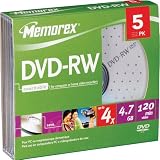 Memorex - 5 x DVD-RW - 4.7 GB ( 120min ) 4x - slim jewel case - storage media