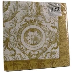Gold and Silver Baroque Napkins Pack Luncheon Size 6.5 by 6.5 inches, pack of 20