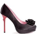 Leg Avenue Shoes Women's LA468-THORN 4.5" Satin Pump W/1"Platform and Red Enamel Thorn Heel
