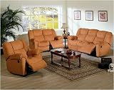 3pc Brown Microfiber Motion Recliner Loveseat Sofa Chair Set