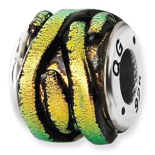 Orange Dichroic Glass and .925 Sterling Silver Bead