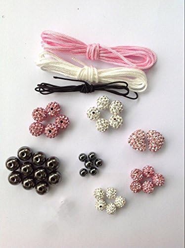 DUMAN DIY Jewelry Making Starter Kit Shamballa Crystal Beads White Pink Beads,onyx agate Bead,White Pink Cord