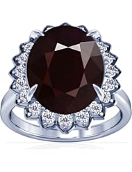 18K White Gold Cushion Cut Ruby Ring With Sidestones