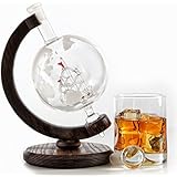 Etched Globe Whiskey Decanter - 1000ml Glass Bourbon Decanter for Scotch, Rum, Tequila, Liquor (Fathers Day Gift)