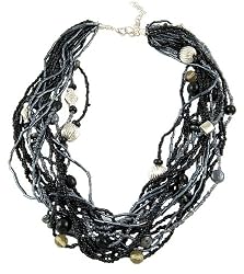 Necklace - N305 - Multi Strand Beaded ~ Black