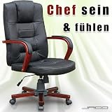 Produkt-Bild: BDS13 schwarz LEDER B&uuml;rosessel Drehstuhl Chefsessel B&uuml;rostuhl Stuhl Schreibtischstuhl