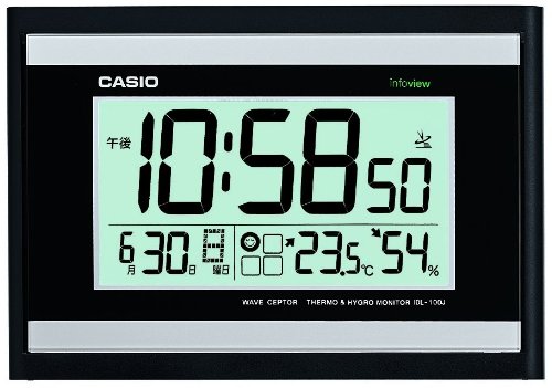 CASIO (カシオ) 電波デジタル掛け時計 温度・湿度表示 ブラック IDL-100J-1JF IDL-100J-1JF