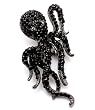 Sea Creature Sea Devil Black Octopus Crystal Cocktail Ring