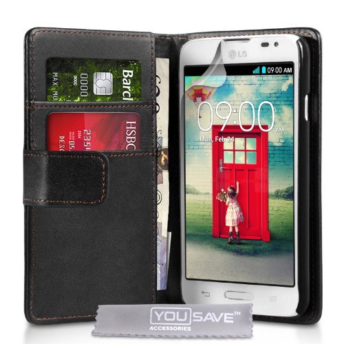 Yousave Accessories LG L70 Case Black PU Leather Wallet Cover
