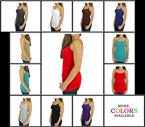 Belle donne -Women's Extra Long Cami Built in Shelf Bra Cotton Cami Activewear