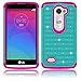 LG Leon Case, LG Tribute 2 Case, LG Leon C40 Case, EC™ Studded Rhinestone Crystal Bling Diamond Hybrid Armor Defender Case Cover for LG Leon C40 / LG Tribute 2 (Teal/Hot Pink)