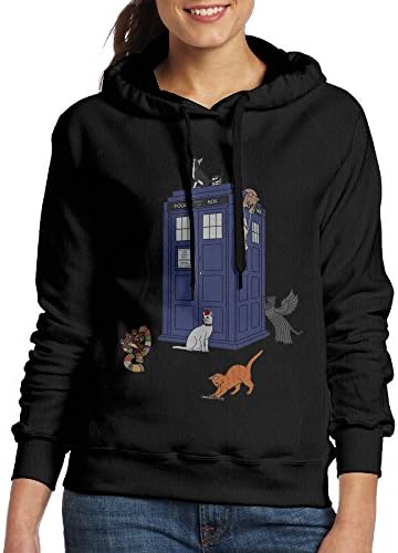 Doctor Who Cats Womens Funny Hoodies Black
