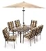 Santa Cruz Garden Furniture Set with 6 Chairs, Table and Parasol in Green and Cream