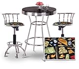 Chrome Bar Table & 2 Chrome Adjustable 24"-29" Camping Equipment Fabric Sea ....