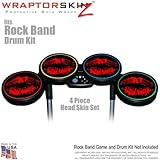 Big Kiss Red on Black Skin by WraptorSkinz fits Rock Band Drum Set for Nintendo Wii, XBOX 360, PS2 &