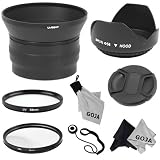 Essential Kit for CANON PowerShot G12 G11 G10 - Includes: Aluminum Lens Adapter Tube + UV and Polarizer Filter + Tulip Flower Lens hood + Center Pinch Lens Cap (w/ Cap Keeper) + Microfiber Cleaning Cloth Keychain + 2 Premium Goja Microfiber Cleaning Cloths