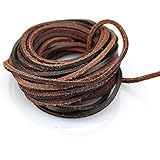 LolliBeads (TM) 3mm Flat Genuine Leather Cord Braiding String Dark Brown Espresso (5 Yards)