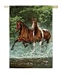 Cascade Run Horses Silk Reflections Regular Size Flag